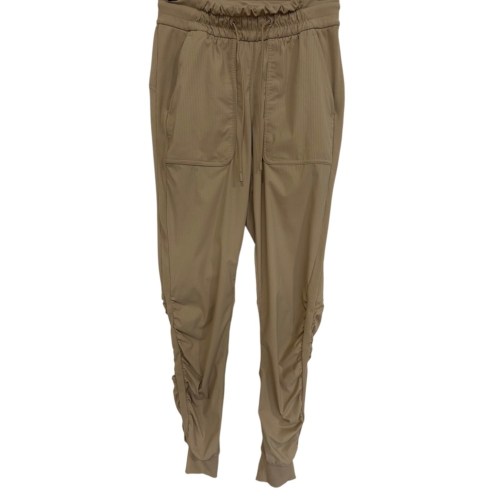 Lululemon Beyond the Studio Jogger Tan Khaki Ruched High Rise Pants Womens 4